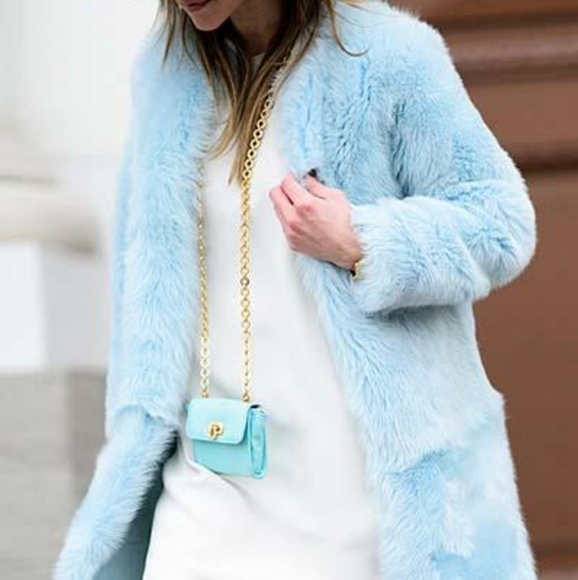 pale blue fur jacket